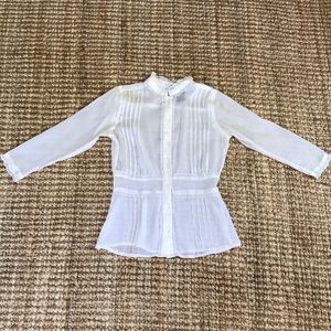 Crown of Hearts White Sheer Button Down Top